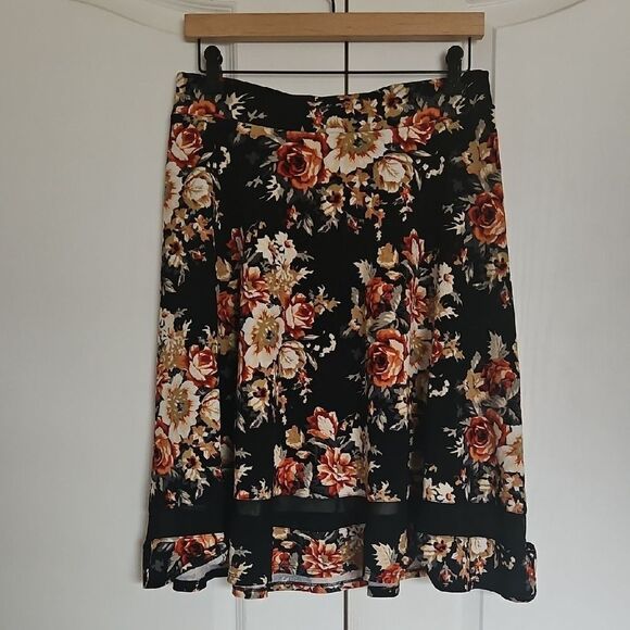 Faith and Joy Orange Black A-Line Skirt Casual Resort Wear - Picture 3 of 16